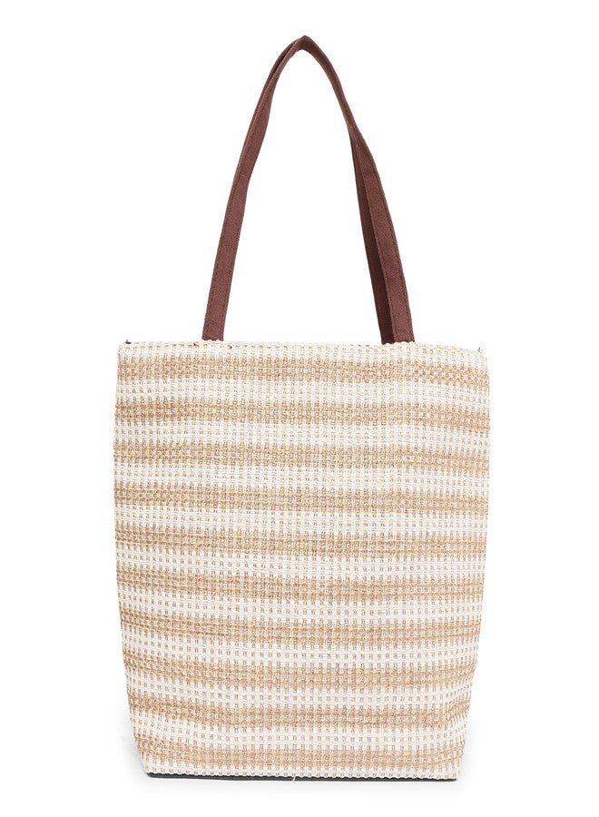 CULT FACTORY Stylish Hand Bag for Women Big Size Jute Hand Bag for Ladies College Tote Bag with Beautiful Birds Design - Image 3